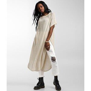 Free People We The Free Spring Breeze Tunic Maxi Shirt Dress Top XS Brown Butter